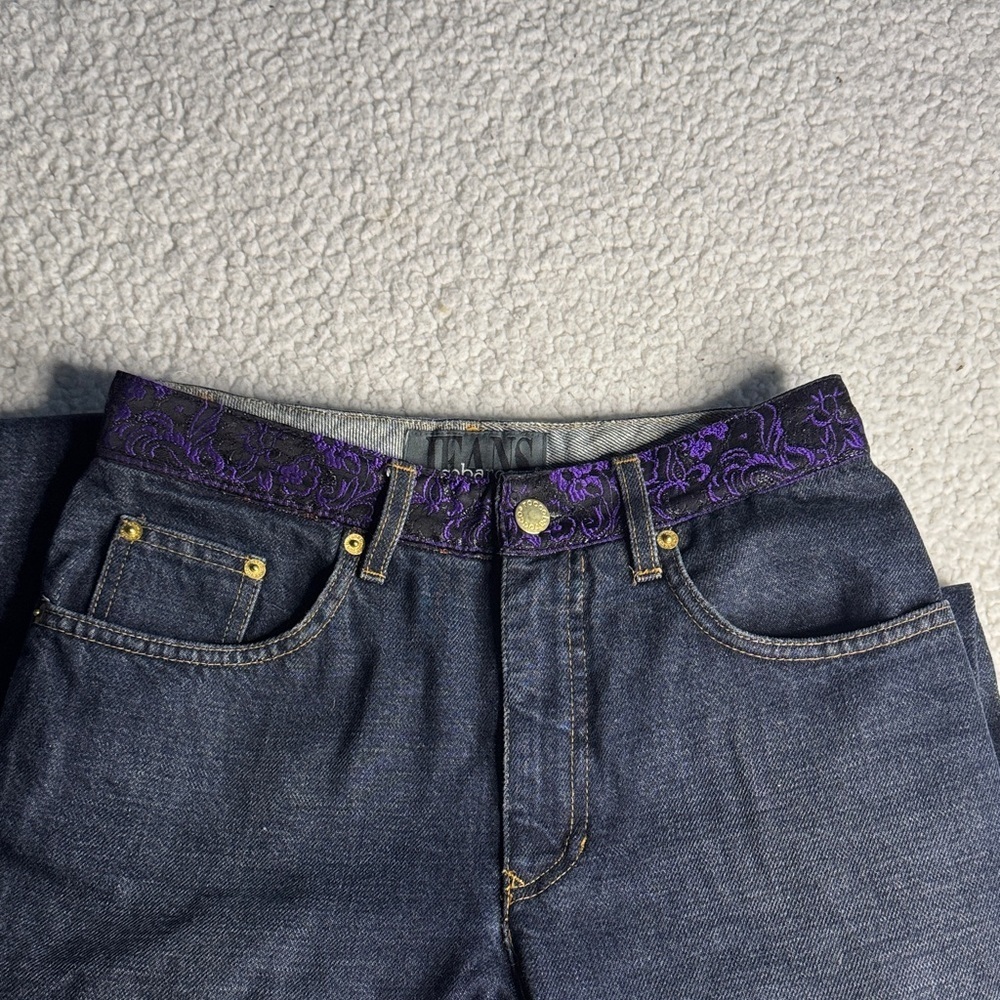 Embroidered Straight Leg Jeans with Colorful Cuffs - Picture 4 of 8